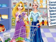 Elsa And Rapunzel Food Shopping